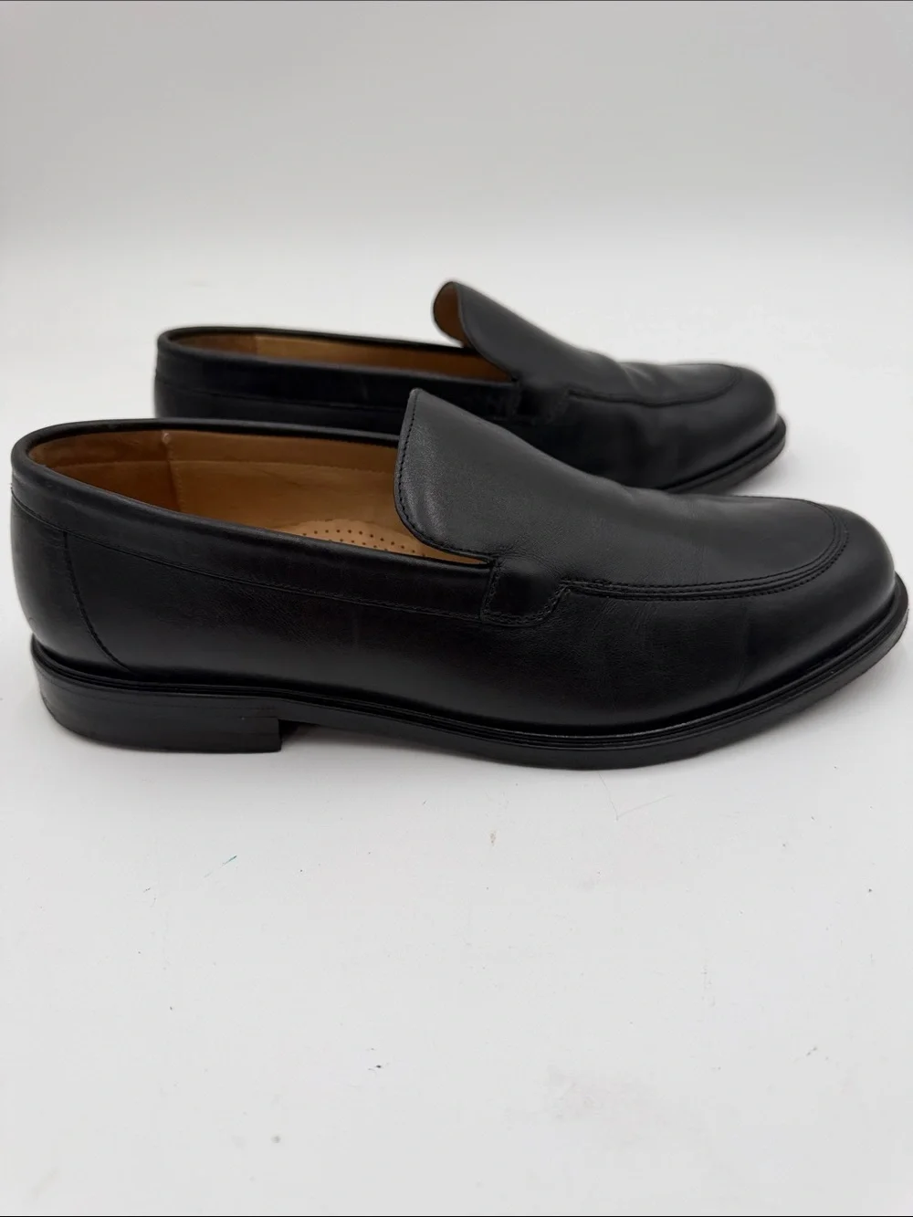 COLE HAAN sz8.5M Black Leather Smooth Loafers MADE IN USA FULL LEATHER
